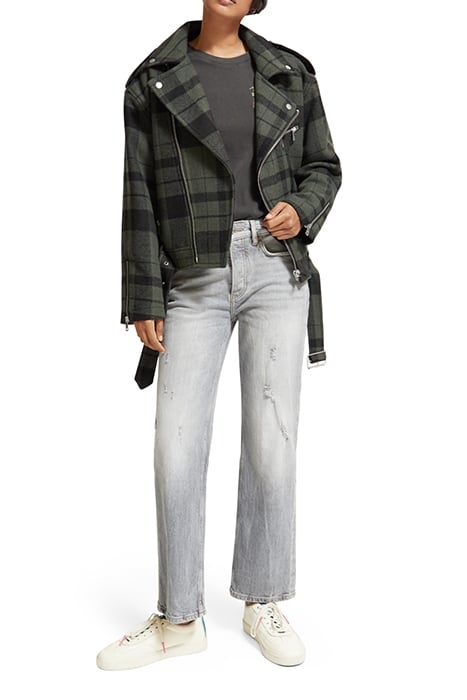 GREEN CHECK BIKER JACKET MILITARY GREEN CHECK 2