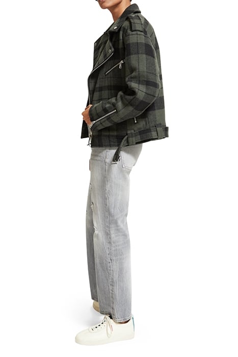 GREEN CHECK BIKER JACKET MILITARY GREEN CHECK 7