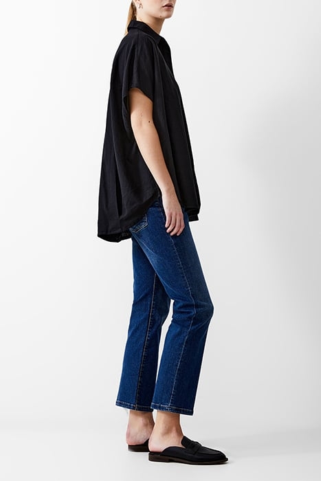 S/S LINEN BLEND POPOVER BLACK 3