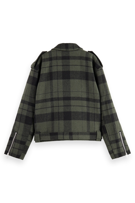 GREEN CHECK BIKER JACKET MILITARY GREEN CHECK 5