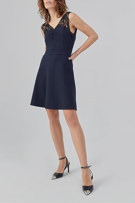 NAVY DRESS WITH BLACK LACE STRAPS 3
