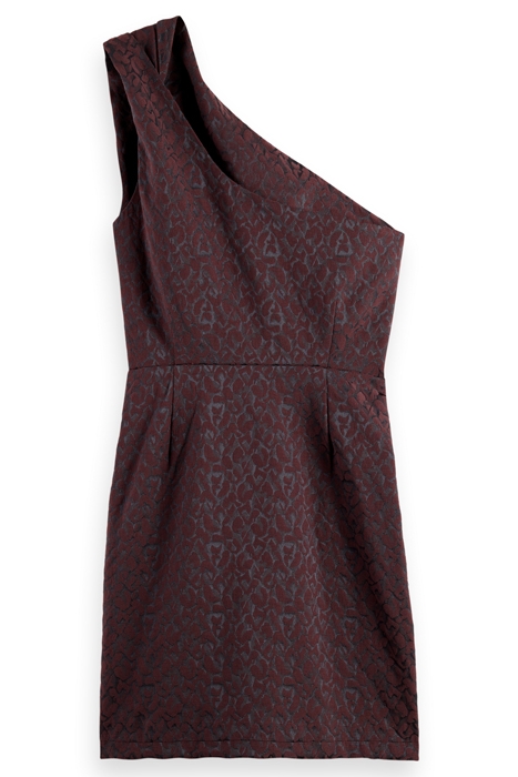ONE SHOULDER MINI DRESS LEOPARD JACQUARD BORDEAUX 5