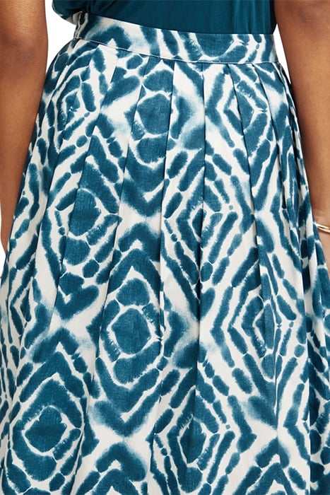 PRINTED SKIRT WITH PLEATS DISCO TIE DYE BOTTLE GREEN 7