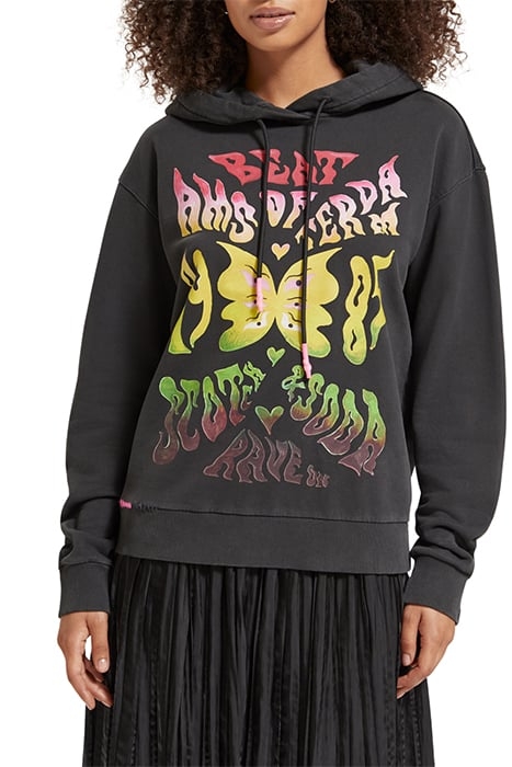 AMSTERDAM BEAT RELAXED FIT WASHED HOODIE EVENING BLACK 1