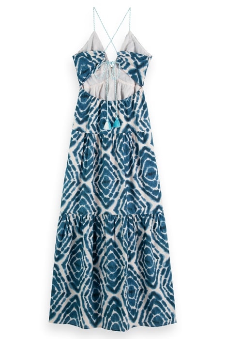 MAXI WAISTED DRESS DISCO TIE DYE BOTTLE GREEN 4