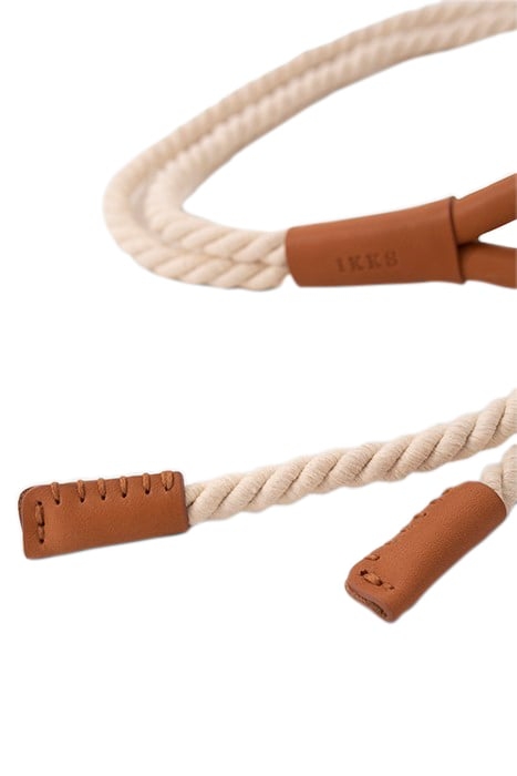 BEIGE CORD TIE BELT WITH LEATHER BUCKLE 5