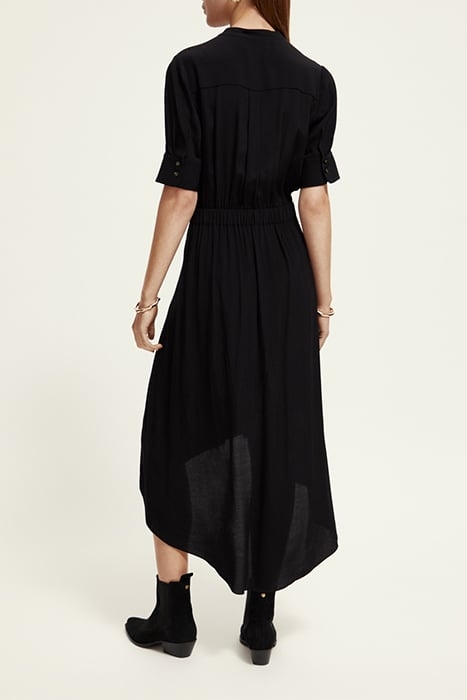 MIDI DRESS WITH HIGH LOW HEM BLACK 3