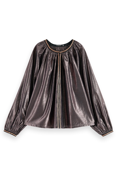 SHINY BALLOON SLEEVE EMBROIDERED TOP EVENING BLACK 4