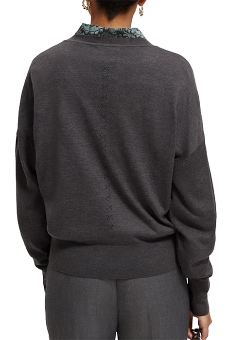 RELAXED V-NECK PULLOVER CHARCOAL MELANGE 2