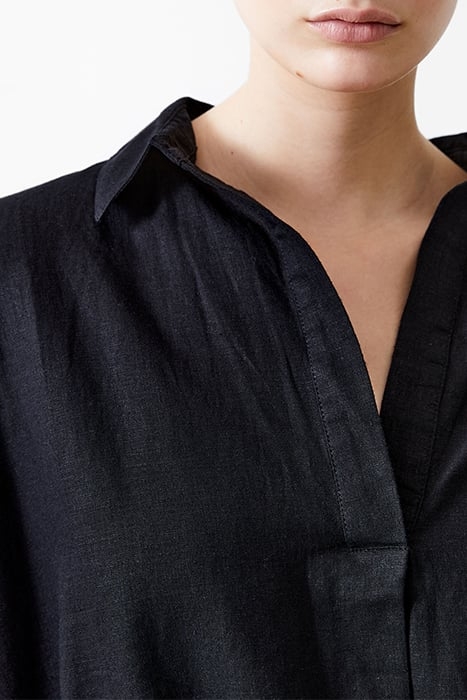 S/S LINEN BLEND POPOVER BLACK 5