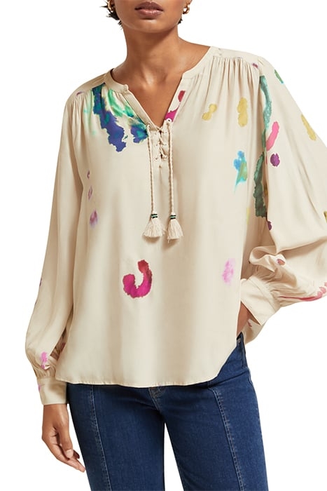 LACE UP TOP WITH BALLOON SLEEVES GALAXY DYE SOFT ICE 1