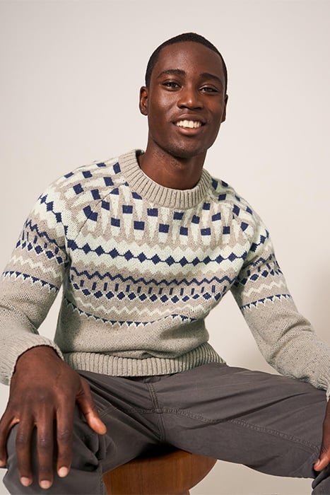 NORDIC YOKE FAIRISLE CREW DARK NATURAL 4