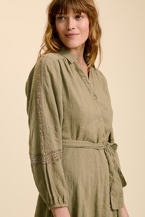 RINDA - LICHEN SHIRT DRESS WITH EMBROIDERY AND ALL-OVER LACE 3