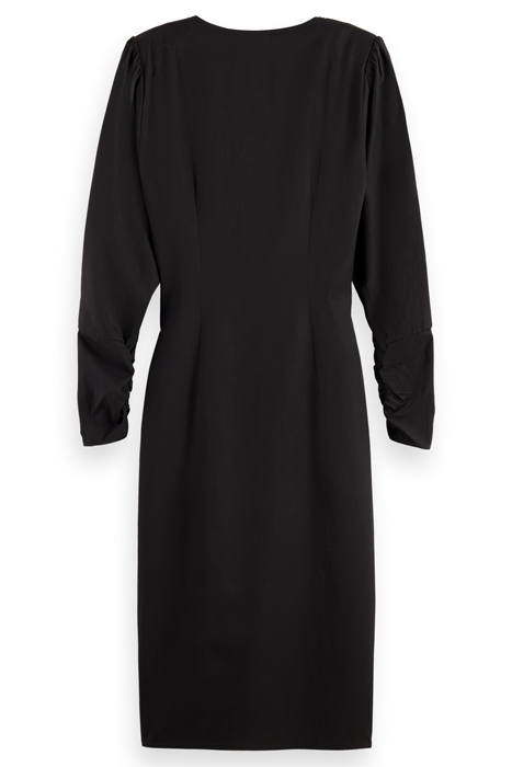 DRAPED MIDI DRESS BLACK 2