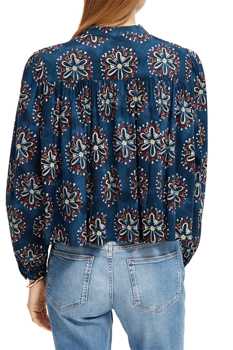 SHIRT WITH PINTUCK YOKE AND GATHERING B SIDES BLOCK PRINT MA 2