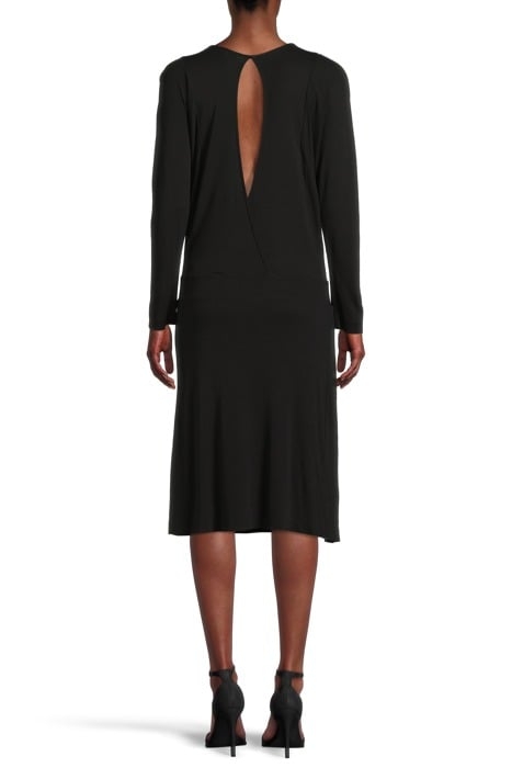 DRAPEY TENCEL SPLIT DRESS BLACK 2