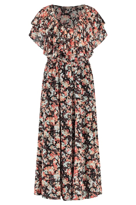 ROMA LONG DRESS FLOWERFIELD BROWN 1