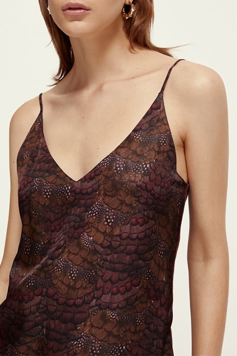 CAMISOLE WOVEN FRONT JERSEY BACK FEATHER BORDEAUX 7