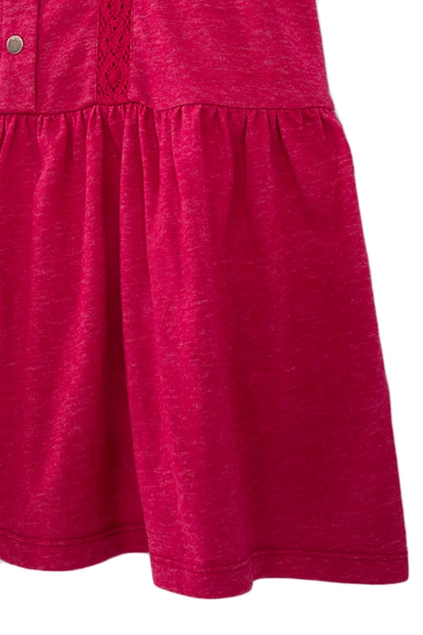 GIRLS’ FUCHSIA PINK T-SHIRT DRESS, PRESS STUDS DOWN FRONT FU 6