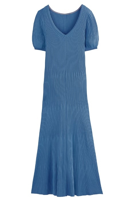 ANGLED EMPIRE KNITTED DRESS PORCELAIN BLUE 4