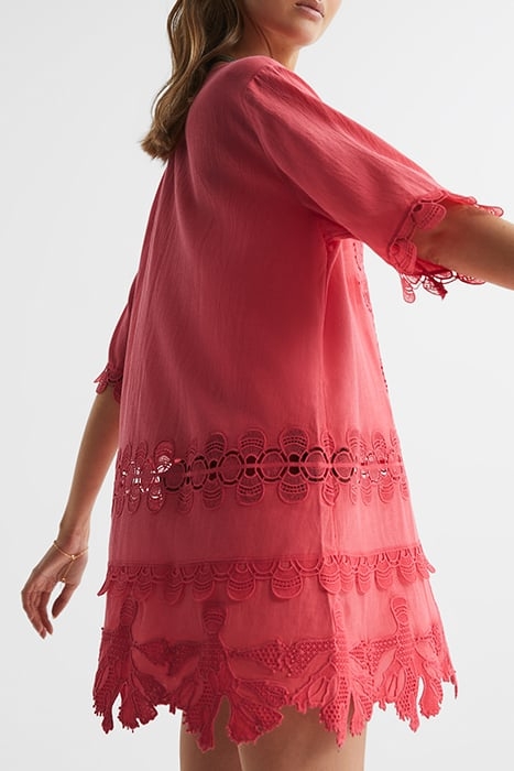 ETTA-EMRBOIDERED DRESS CORAL 5