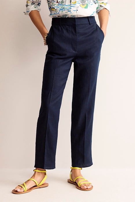 KEW LINEN TROUSERS NAVY 1