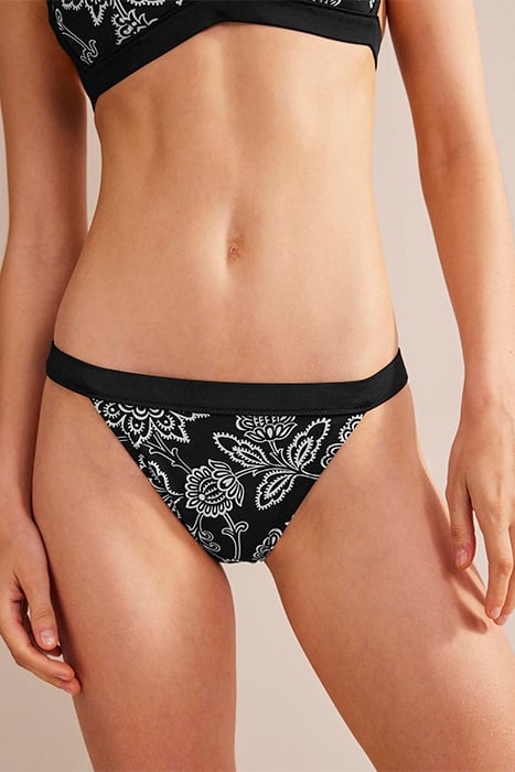 TANGA BIKINI BOTTOMS BLACK, WHITE FLORAL 1