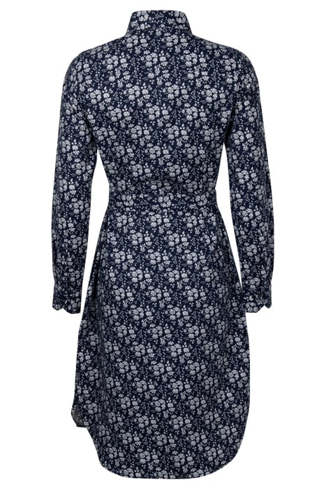 NAVY FLORAL COTTON WOOL DRESS W BELT NAVY PATTERN 2