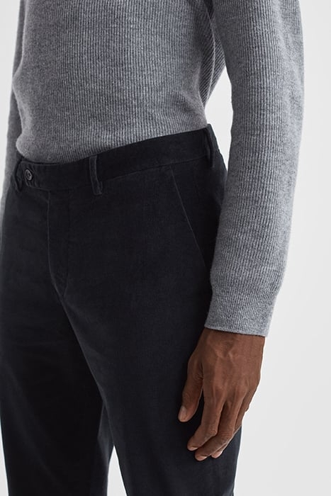 STRIKE-BRUSHED TAILORED PANTS NAVY 6