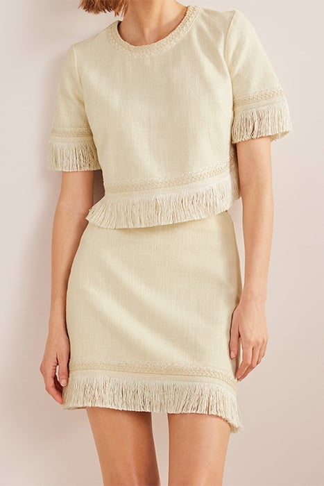 FRINGE DETAIL MINI SKIRT ECRU 4