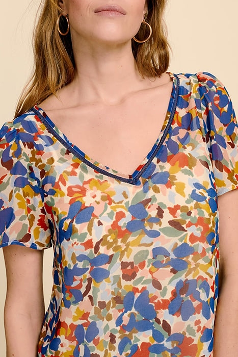 CANAY - SAPPHIRE TOP WITH MULTICOLORED FLOWER PRINT 3