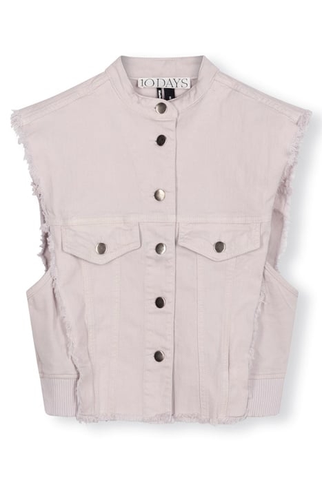 CROPPED TWILL GILET PALE LILAC 4