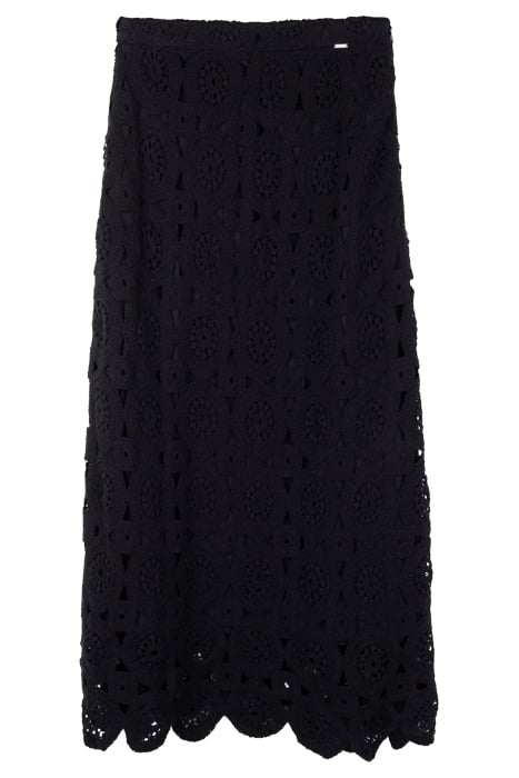 BLACK LINED CROCHET LONG SKIRT 3