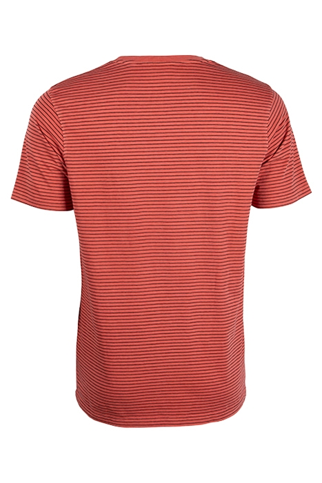 T-SHIRT CREWNECK STRIPE GARMENT DYED PAPAYA 2