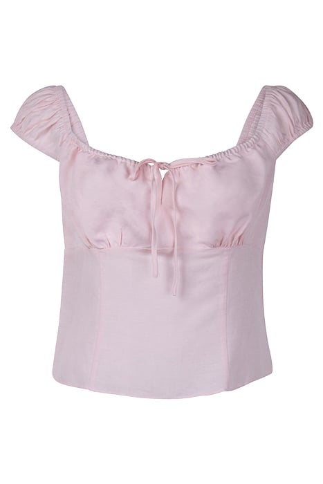 AMANDA LINEN BABYDOLL TOP PINK OYSTER 1