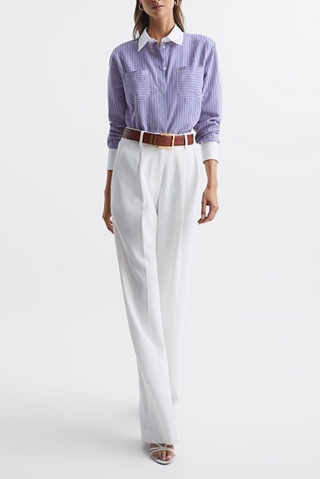 GRACE-CONTRAST BUTTON-DOWN SHIRT PURPLE/WHITE 3