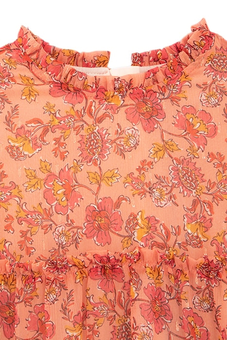 GIRLS' ORANGE FLOWERY PRINT DRESS PEACH 4