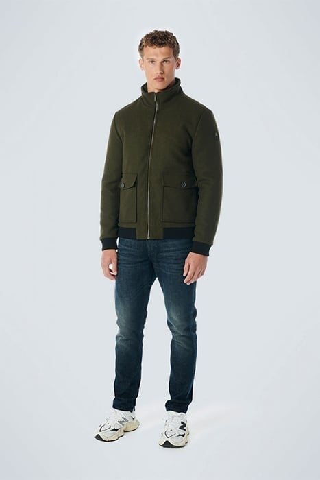JACKET SHORT FIT WITH WOOL 2 COLOURED TWILL DARK ARMY 3