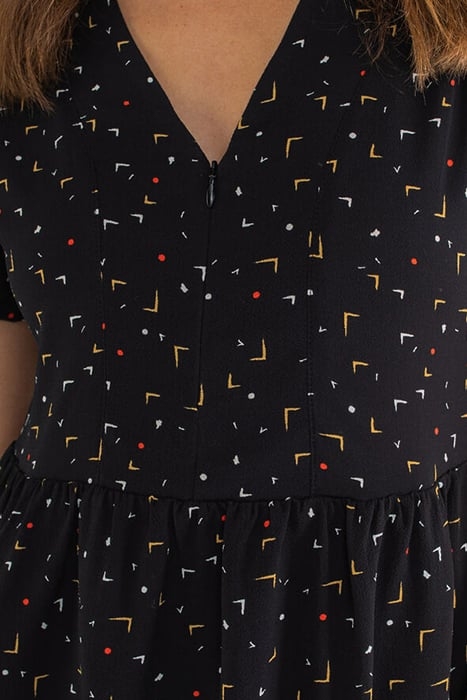 BLACK ARTY MINIMALIST PRINT DRESS BLACK 3