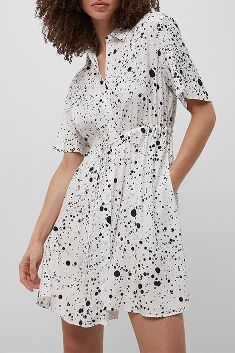 DROPLET DRAPE SHIRT DRESS SUMMER WHITE/BLACK 1