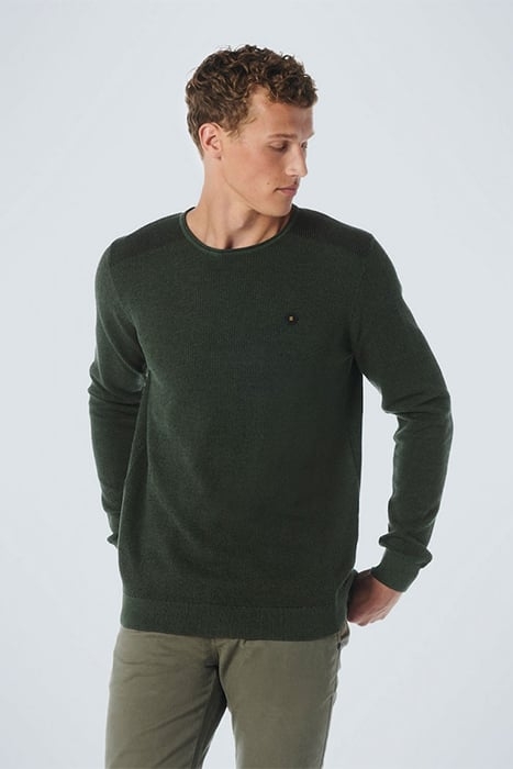 PULLOVER CREWNECK 2 COLOURED JACQUARD DARK GREEN 1