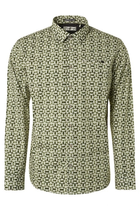 SHIRT STRETCH ALLOVER PRINTED DARK GREEN 4