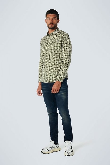 SHIRT STRETCH ALLOVER PRINTED DARK GREEN 3