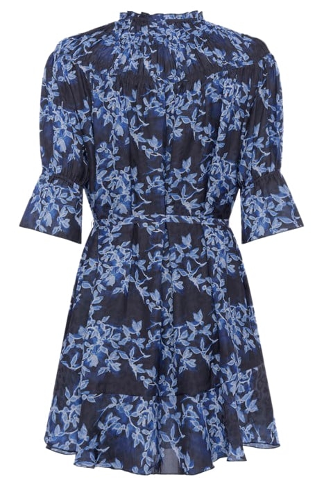 DIONNE GATHERED NK DRESS SEA BLUE/WINTER WHT 4