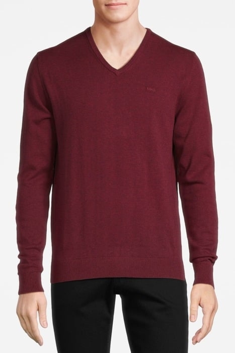 V-NECK COTTON/NYLON/MERINO TAWNY PORT 1