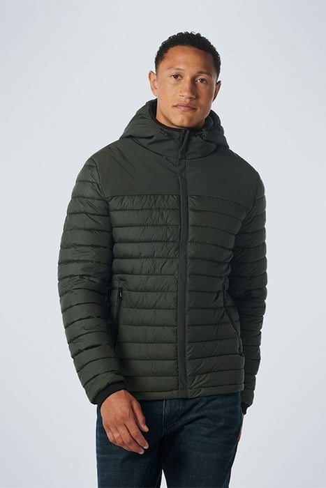 JACKET HOODED SHORT FIT PADDED MIX DARK GREEN 1