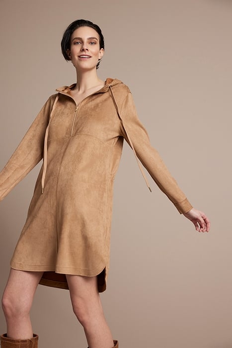 HOODED DESS SUEDINE BONDED BROWNS 6