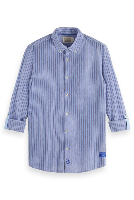 REGULAR FIT CRINKLE STRIPE SHIRT BLUE STRIPE 1