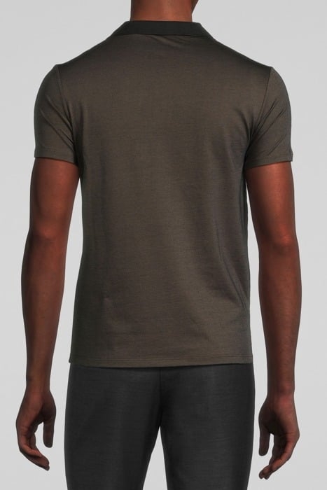 KHAKI MARL POLO SHIRT WITH MIXED-FABRIC COLLAR KHAKI 2