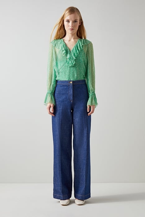 TW ANNIE FRILL BLOUSE GREEN 2